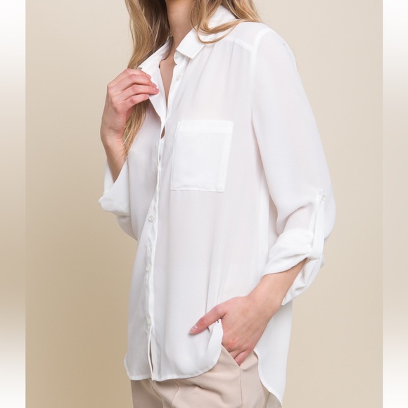 12 Fabulous Loose Fit Long Sleeve Button Down Blouse Shirt - Picture 3 of 4